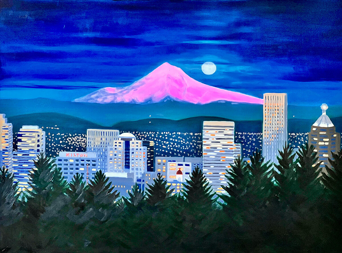 Winter Sunset Over Portland